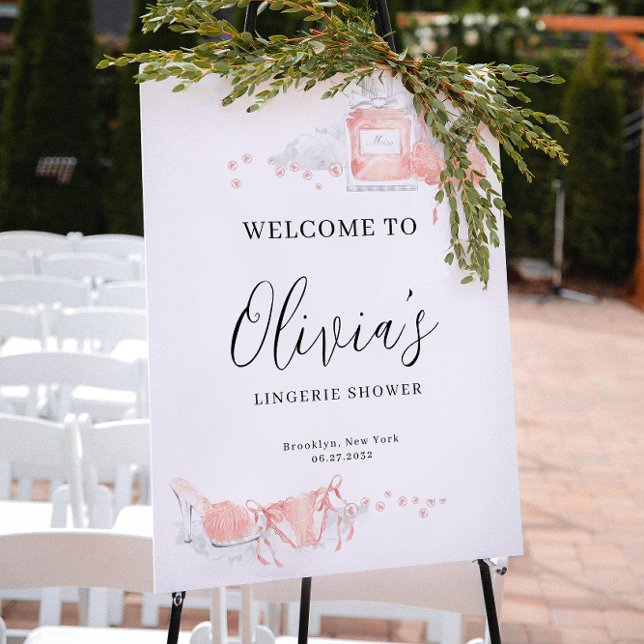 Peach Blush Lingerie Bridal Shower Welcome Poster (Von Creator hochgeladen)