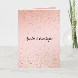 Peach Blush Pink Ombre Gold Confetti Karte