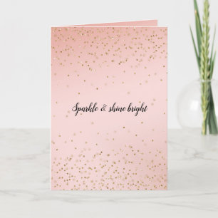 Peach Blush Pink Ombre Gold Confetti Karte