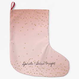 Peach Blush Pink Ombre Gold Glitzer Confetti       Großer Weihnachtsstrumpf