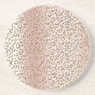 Peach Blush Rose Gold Glitzer Leopard Print Getränkeuntersetzer