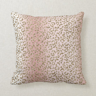 Peach Blush Rose Gold Glitzer Leopard Print Kissen