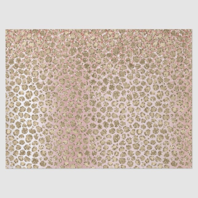 Peach Blush Rose Gold Glitzer Leopard Print Seidenpapier (Vorderseite)