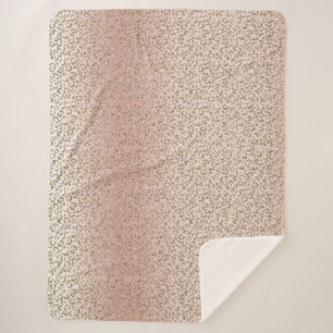 Peach Blush Rose Gold Glitzer Leopard Sherpadecke