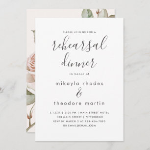 Peach Blush Rose Hochzeit Probe Dinner Card Einladung
