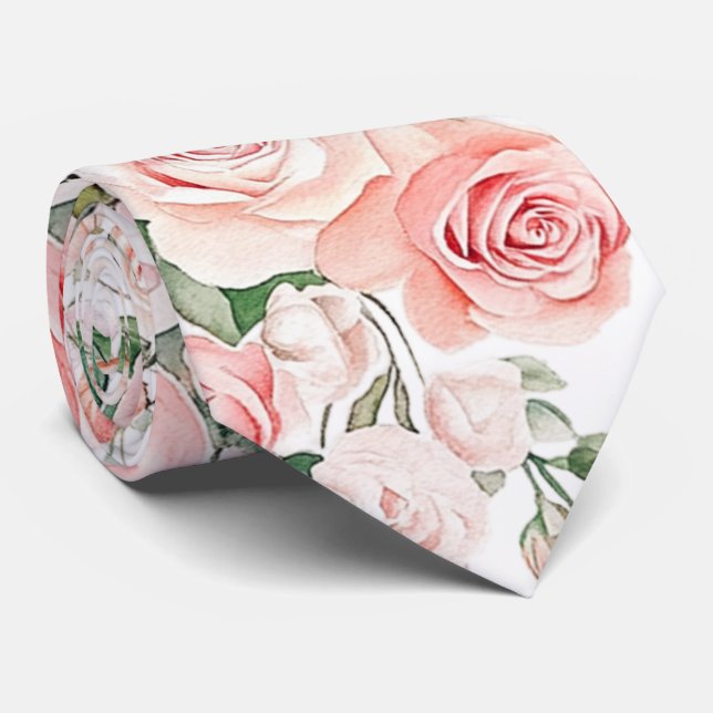 Peach Blush Rose Neck Tie Krawatte (Gerollt)