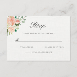 Peach Blush Watercolor Floral Wedding RSVP