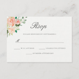 Peach Blush Watercolor Floral Wedding RSVP Karte