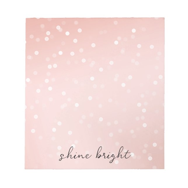 Peach Blush White Bokeh Confetti Notizblock (Vorderseite)
