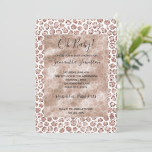 Peach Blush White Leopard Print Glitzer Einladung