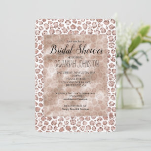 Peach Blush White Leopard Print Glitzer Einladung