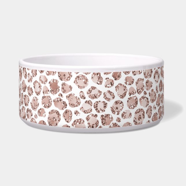 Peach Blush White Leopard Print Glitzer       Napf (Vorderseite)