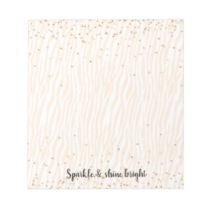 Peach Blush White Zebra Gold Confetti Sparkone Notizblock