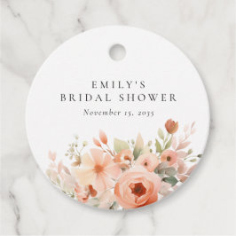 Peach Boho Floral Brautparty Geschenkanhänger