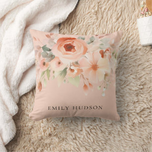 Peach Boho Floral Kissen