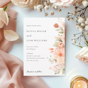 Peach Boho Floral Wedding Einladung