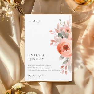 Peach Boho Floral Wedding Einladung