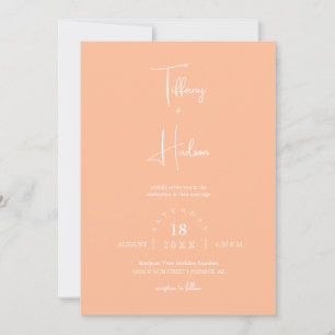 Peach Boho Minimal Wedding Arch Foto QR Code Einladung