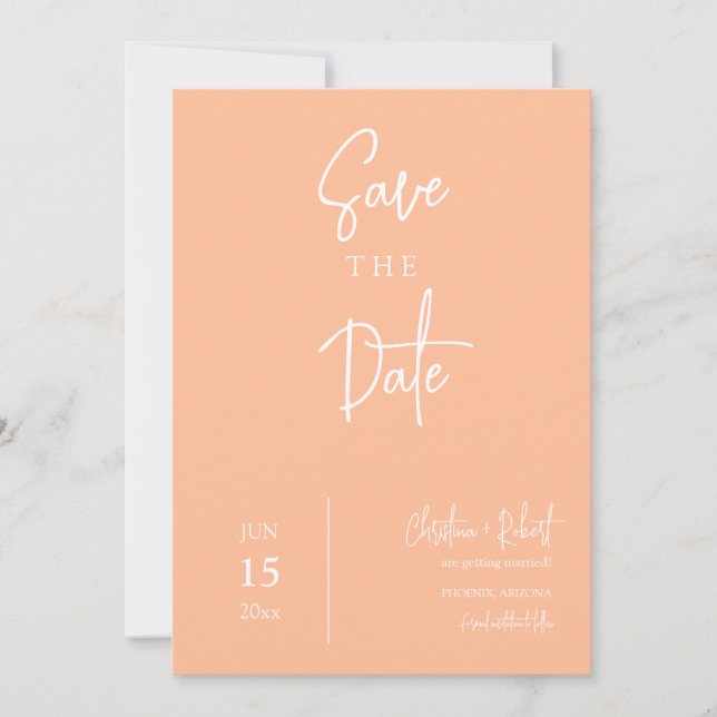 Peach Boho Modernes Save the Date Hochzeitsstift F Einladung (Vorderseite)