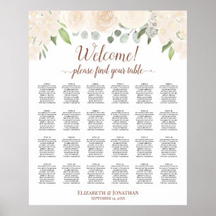 Peach Boho Rose 24 Tabelle Hochzeitstabelle Poster
