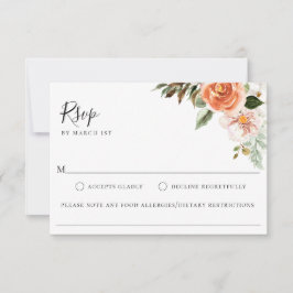 Peach Botanical Wedding Food Allergy RSVP Card Karte
