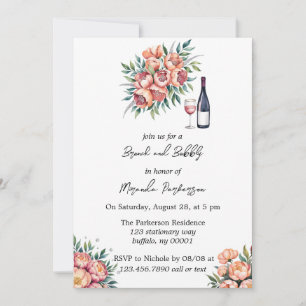 Peach Bouquet mit Diamonds Brunch und Bubbly Einladung