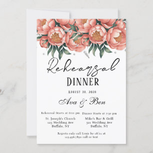 Peach Bouquet mit Diamonds Probe Abendessen Einladung