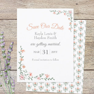Peach Bouquet Wedding Save the Date Einladung