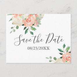Peach Bouquet Wedding Save the Date Postkarte