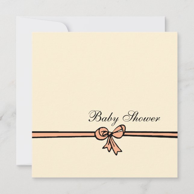 Peach Bow-Baby Dusche Einladung (Vorderseite)