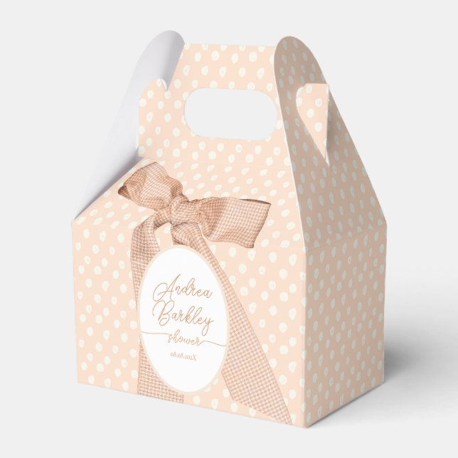 Peach Bow Baby Dusche Geschenkschachtel (Vorderseite)