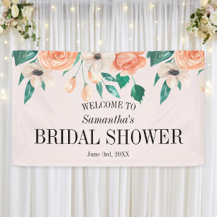 Peach Brautparty Personalisiert Floral Banner