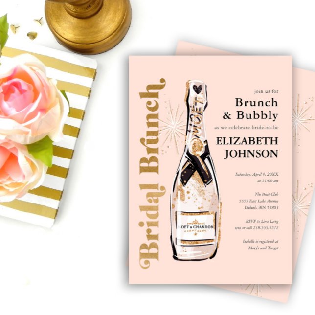 Peach Bridal Brunch und Brause Dusche Einladung (Von Creator hochgeladen)