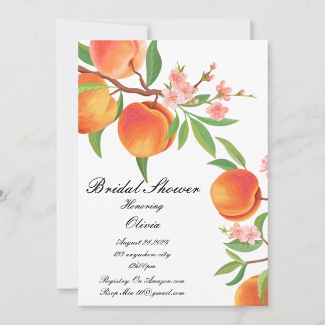 PEACH BRIDAL SHOWER EINLADUNG (Vorderseite)