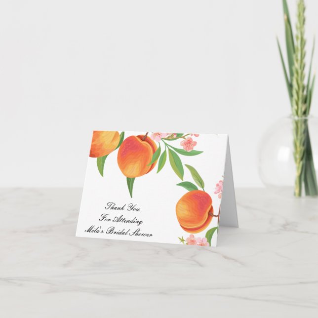 PEACH BRIDAL SHOWER THANK YOU CARD DANKESKARTE (Vorderseite)