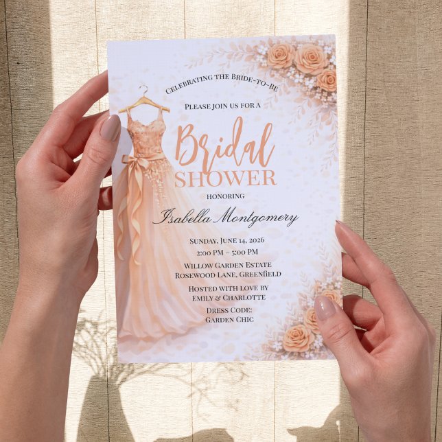 Peach Bridesmaid Dress Bridal Shower Einladung (Peach Bridesmaid Dress Bridal Shower Invitations
)
