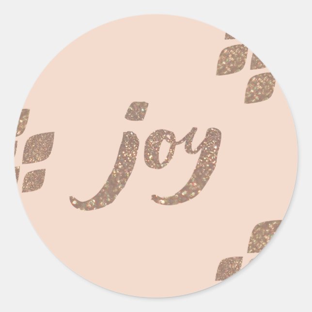 Peach & Bronze Glitzer Joy Xmas Stickers (Vorderseite)
