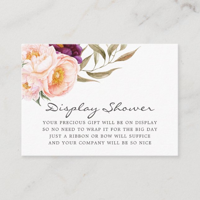 Peach & Burgundy Bloral Baby Shower Dusche Begleitkarte (Vorderseite)