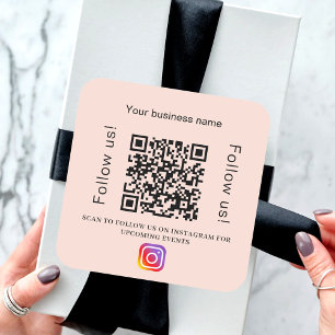 Peach business name qr code instagramm quadratischer aufkleber