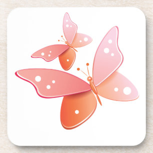 Peach Butterflies Untersetzer