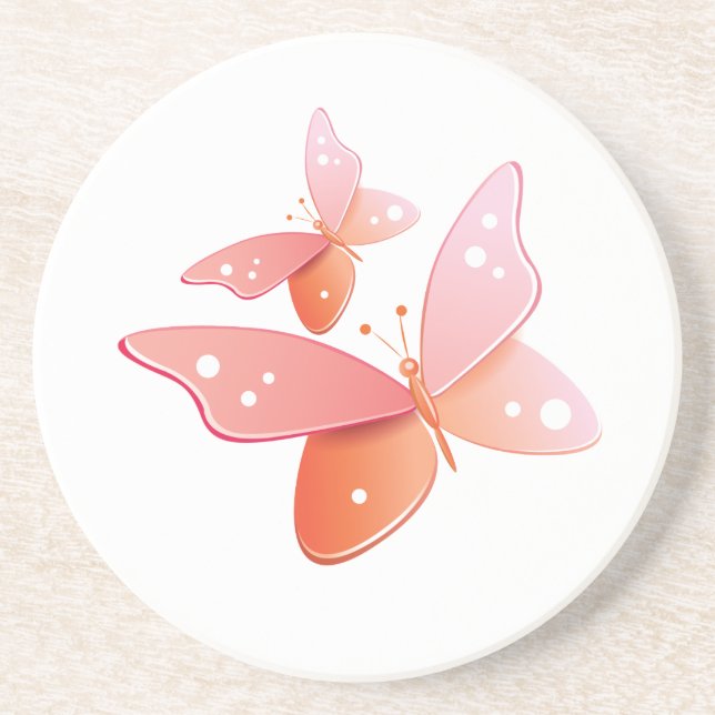 Peach Butterflies Untersetzer (Vorne)