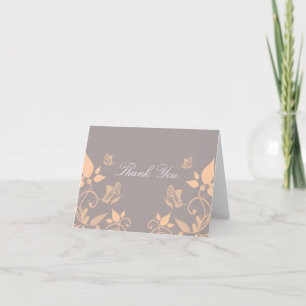 Peach Butterfly Floral Danke Karte