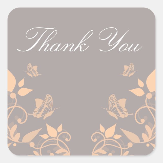 Peach Butterfly Floral Danke Stickers (Vorderseite)