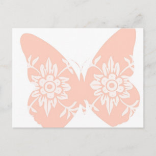Peach Butterfly Floral Postkarte
