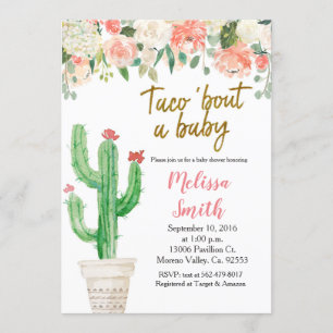 Peach Cactus floral Baby Dusche Taco Bout Baby Einladung