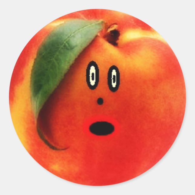 Peach Cartoon Face Runder Aufkleber (Vorderseite)