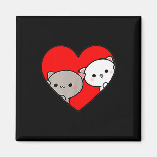 Peach Cartoon Liebe Goma Katze Valentinstag Herz Magnet