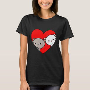 Peach Cartoon Liebe Goma Katze Valentinstag Herz T-Shirt