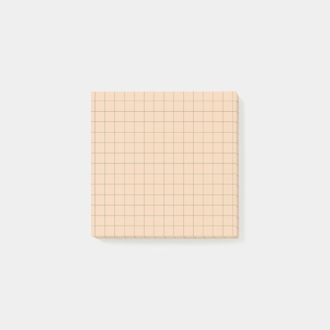 Peach Checkered Grid Pattern Ästhetisches Büro Post-it Klebezettel (Vorderseite)