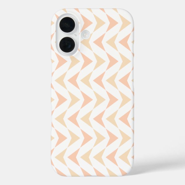 Peach Chevron Geometric Pattern iPhone 16 Case (Rückseite)